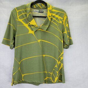 JAMIE SADOCK Golf Polo Shirt Womens M Stretch Collared Green Yellow Athletic Top